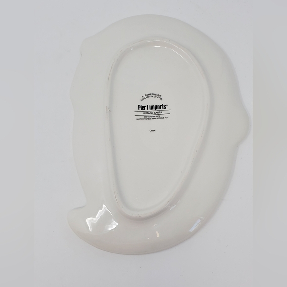 PIER 1 IMPORTS EARTHENWARE VINTAGE SANTA PLATE TRAY DECOR COLLECTIBLE CHRISTMAS - Picture 6 of 10